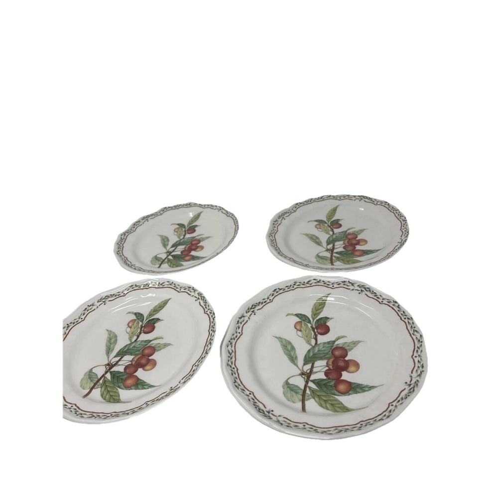 Mortals Casual Gourmet Harvest Salad Plate Scalloped Edge Leaf Border Set Of 4